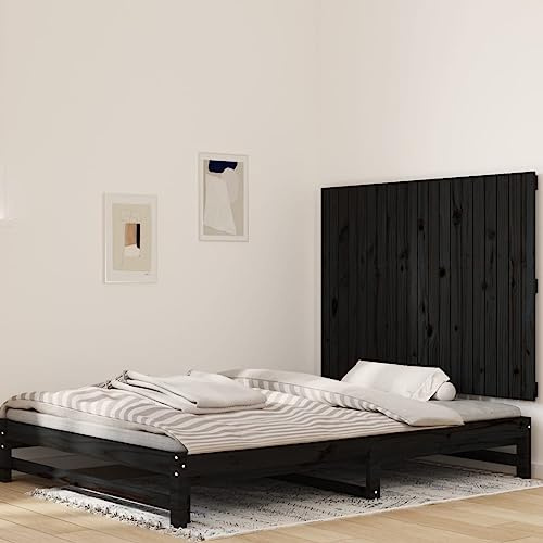 CKioict Betthaupt Wandkissen Bett Bettkopfteil Schlafzimmer Wand-Kopfteil Schwarz 127,5x3x90 cm Massivholz KieferGeeignet für Schlafzimmer, Gästezimmer, Schlafsaal