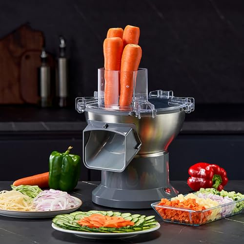 Máquina Cortadora De Alimentos Eléctrica, Máquina Para Cortar/cortar En Cubitos/rebanar Verduras 3 En 1, 220 Kg/h, Grosor De Rebanada Ajustable, Fácil De Limpiar
