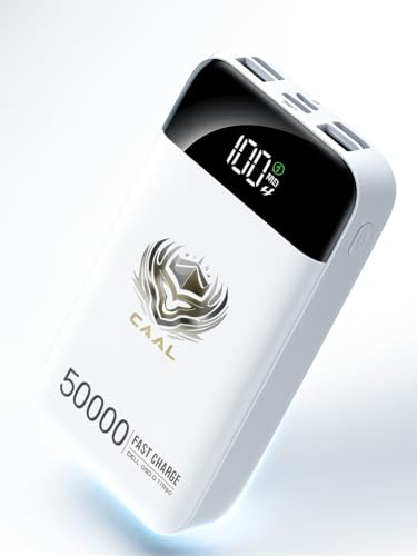 CAAL Portable Power Bank 50000 mAh fast charging 66w for iphone,android,samsung phones,earbuds,bank White advanced