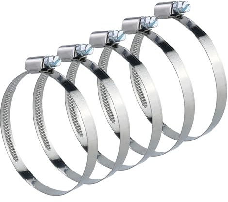 60-80mm Hose Clips Adjustable, 5 Pcs Hose Clamps 304 Stainless Steel Worm Drive Hose Clips for Securing Hose Connections Home Gas Pipe Water Pipe and Fuel Line Flexible Hose Pipe Tube