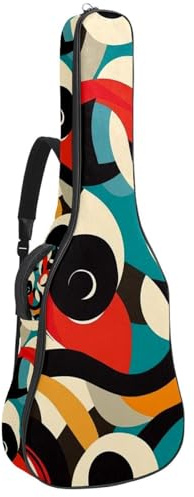 Bunte abstrakte Vintage-Grafik-Gitarrentasche mit verstellbarem Schultergurt, Gitarrentasche mit Rückenaufhänger, geeignet für E-Gitarren, Bassgitarren, klassische Gitarren, Ukulele, Bunte, abstrakte