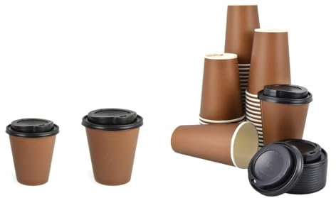 DPdantepellacani 50 BICCHIERE DI CARTA AVANA COFFEE TO GO + 50 COPERCHI MUNITI DI FORO e BECCUCCIO PER ASPORTO BEVANDE CALDE con capacità selezionabile 250 ml 350 ml 450 ml (250 ml 8oz)