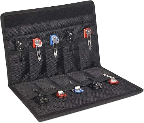 Chef Knife Roll Bag,Knife Display Case for 10 Pocket Knife,Folding Knife Storage Case,Butterfly Knife Organizer,Multi-Function Knives Case for Traveling Camping,Knives Collection Pouch for Outdoor