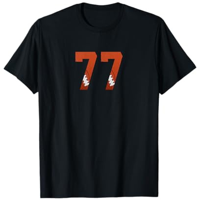 Numéro 77 - Maillot de football américain minimaliste numéroté T-Shirt