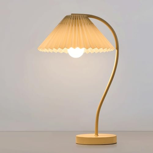 Faucet Cream Bedroom Bedside Desk Light Nordic Girl Iron Pleated Fabric Desk Lamp For Girl's Room Writing Desk Table Lamp Flower Shop Bookstore Exhibition Decoration Lighting Fixture（E26） water-tap