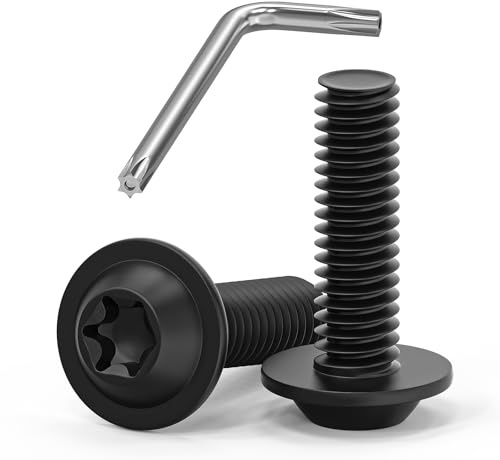 30 stycken M6 x 20 mm linshuvudskruvar svart, M6-skruvar med fläns, A2 V2A rostfria skruvar Torx, flänsskruvar maskinskruvar helgängade med torx-nyckel för möbelanslutning