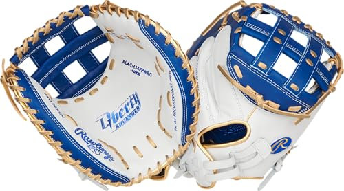Rawlings Damen Liberty Advanced ColorSync Fastpitch Softball Glove Handschuh, Weiß/Royal/Gold | Modified Pro H Web, 34 | Catcher