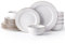 GBHOME Stoneware Dinner Sets for 6 People, 18 Pieces Handcrafted Embossed Plates and Bowls Set, Scratch Resistant Dinnerware Set, Dishwasher & Microwave Safe Crockery Set, Bubbles - Off White