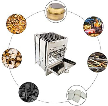 WHAMVOX Edelstahl Grillofen Für Outdoor-camping Tragbarer Zusammenklappbarer Bbq-kocher Hochtemperaturbeständig Rostfrei Für Picknicks Und Grillabende Für Gemüse Und Mehr Öffnung