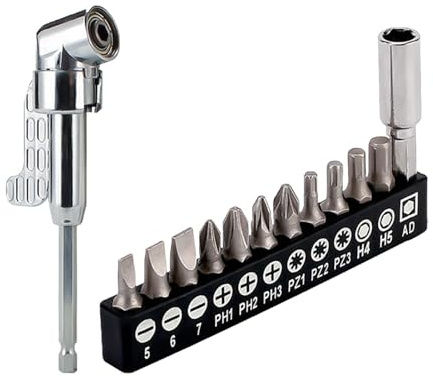 Trapano avvitatore ad angolo retto, trapano senza fili, set di cacciaviti ad angolo retto 105°, per trapano, utensili elettrici, set di punte multifunzione per viti elicoidali