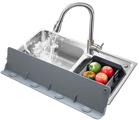 Lavello Per Deflessione 'acqua - Protezione A Spruzzo In Silicone Con Base Di Aspirazione | Protezione Da Parete Posteriore Da Cucina Riutilizzabile, Barriera All'acqua Non Slittata Per Lavandini,