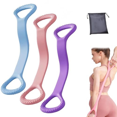 3 Piezas Cintas Elasticas Musculacion con Bolsa de Almacenamiento Bandas | Resistencia Construcción en Forma de 8 Gomas Elasticas Musculacion para Yoga Pilates Estiramientos Entrenamiento