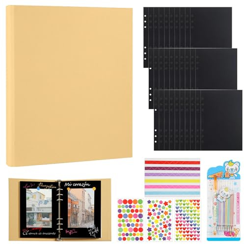 Fotoalbum zum Selbstgestalten, DIY Scrapbook 30 Blätter (60 Seiten), 17x23cm Ringbuch Fotobuch, Fotoalbum zum Einkleben, Erinnerungsbuch für Tourismus, Jahrestag, Hochzeit, Geburtstagsgeschenk
