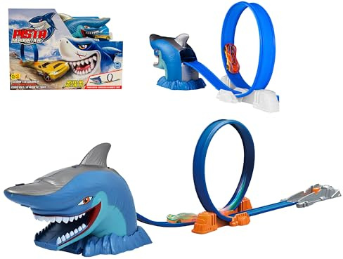 Squalo Maxi Spår Leksaksbana Dödstur 360° Bana Flexibel Shark Track Dödsrundor Metallbil Inklusive Loop-Spår Stuntspår Bil med Starter