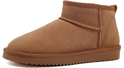 Meik Mangni Botas de Nieve Plana Corta Para Mujer Cálidas Boots de Invierno Con Peluche Forro Nieve Impermeable Antideslizante Botines,Caqui,Tallas:42 EU