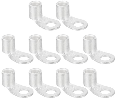 QUARKZMAN 10 Stück Ringkabelschuhe 90 Grad, 5.3mm ID Rohrkabelschuh Kupfer Batteriekabelschuhe Ringklemmen Klemmenverbinder Steckverbinder für Marineelektrik, RNB8-5/90