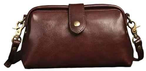 Syglawnd Vintage axelväska, läder läkarväska, PU vintage kaffe läkare handväska med spänne och justerbar rem, axelrem/axel retro handväska för kvinnor