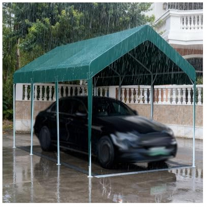 Robustes, Wetterfestes Carport-Zelt Mit Metallrahmen Für Traktoren, LKWs, Wohnmobile Und SUVs(Green,9.8x16.4x6.5 ft)