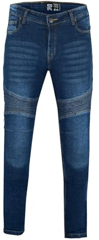 RAXUS Pantalón Vaquero Moto Hombre – Protecciones CE en Rodillas y Caderas, Cómodo y Seguro para Motorista