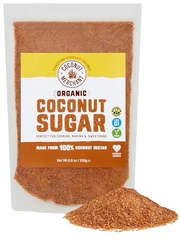 Coconut Merchant Organic Coconut Sugar 250g | Healthy Natural Sugar | Low GI Unrefined Brown Sugar from Coconut Nectar Blossom