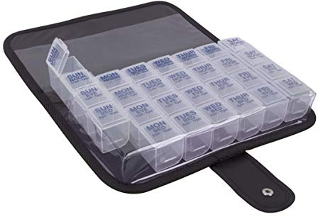 EZY DOSE One-Day-At-A-Time Pill Case, Medicine Planner, Vitamin Organizer Box, Includes Large Carrying Case, Travel Friendly, Easy to Use, Clear, BPA Free