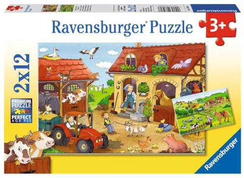 Ravensburger 07560-2x12 bitar Barnpussel från 3 år - perfekt ålderspassning - Arbetar på gården - en rolig aktivitet för familjen och barnen