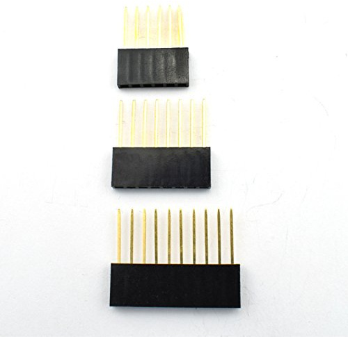 ZYAMY 30pcs 2.54mm 6Pin 8Pin 10Pin Female Socket Pin Header Strip Kit Single Row Straight 11mm Long Needle Stackable Header Strip Connector Black PC104