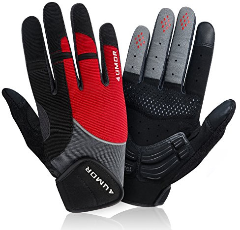 4UMOR Guantes de Ciclismo Dedo Completo Gel de Acolchado para Bicicleta Carretera o Montaña con Pantalla Táctil Unisexo (S)
