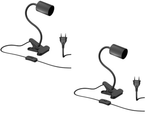 ledscom.de 2x Klemmleuchte, Schwanenhals WAIKA, Schalter, schwarz matt, 1x GU10 max. 15W