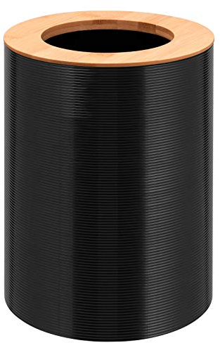 bremermann Secchio per Cosmetici Segno in bambù e plastica, pattumiera, 5,5 Litri (Nero)