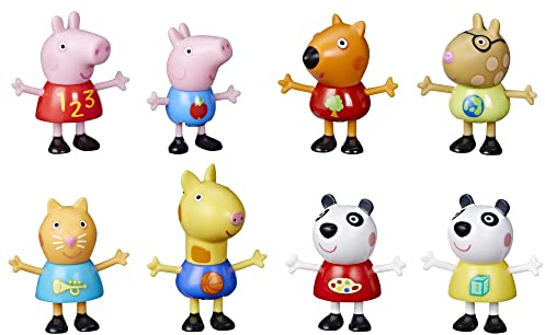 Peppa Pig School Classroom Toy Figures 8-Pack, Peppa Pig, George Pig, Peggi Panda, Candy Cat and More, Back to School Gifts for Kids, Ages 3+ (Amazon Exclusive)