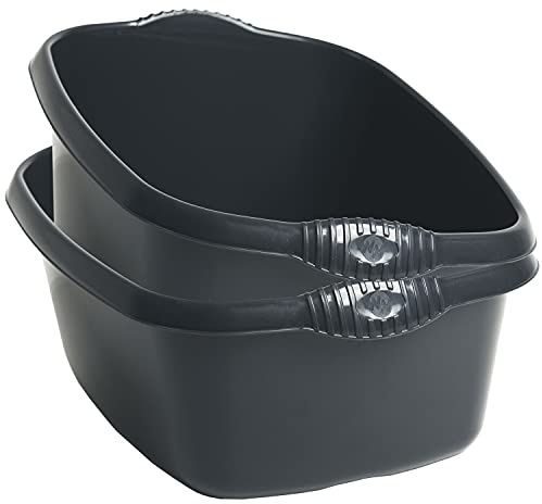 #11 2x Schüssel Set schwarz 12L 39x32cm rechteckig Kunststoff Spüle