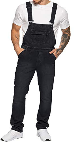 989Zé ENZO Salopette en jean pour homme Bleu Taille 30-50