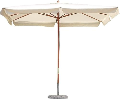 Tomaino - Ombrellone Da Giardino 3x4 cm Quadrato In Legno - Ombrellone da Esterno con Apertura a Carrucola - Telo Antivento in Poliestere Resistente Resinato 180gr