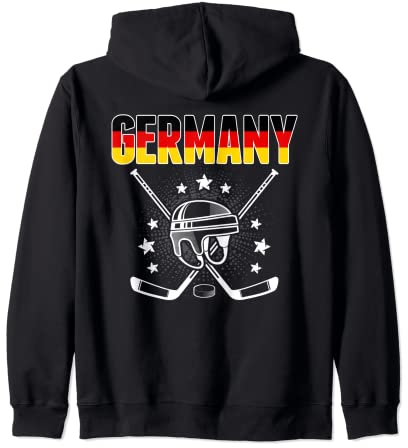 Deutschland Eishockey Fans Trikot Deutschland Flagge Puck Hockeyschläger Kapuzenjacke