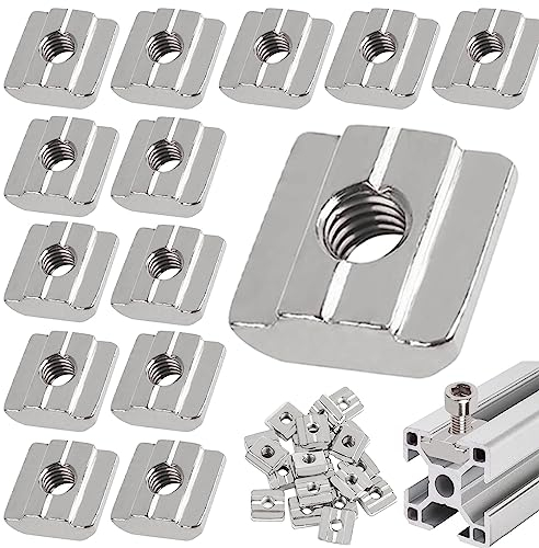Mikqky 50 Piezas Tuercas Deslizantes, Tuercas de T-Ranura M8, Tuercas de Ranura en T, M8 Tuercas de T-Ranura, T Tuerca de Acero Carbono Serie, Deslizantes de Acero Al Carbono Serie 30 Estándar