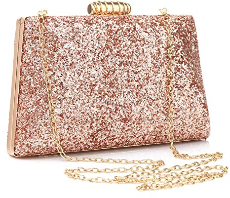 Gelory Clutch-Taschen für Damen: Kleine Abendtasche, Glitzer-Clutch, Geldbörse mit abnehmbarer Kette, für Hochzeit, Braut, Abschlussball, Cocktail-Party, Damen-Abendhandtasche, rose gold, One Size