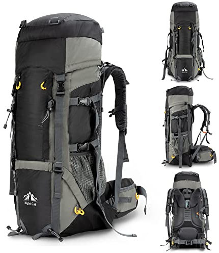 Night Cat Wanderrucksack 90L Rucksack: Trekkingrucksack Reiserucksack Herren Damen Atmungsaktiv für Camping Trekking Mountainering Klettern Fahrradreisen