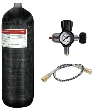 TUXING 4500psi in Fibra di Carbonio Serbatoio d'Aria 6.8L, Regolabile regolatore di Aria compressa per Pcp Paintball Serbatoio Cilindro con valvola manometro