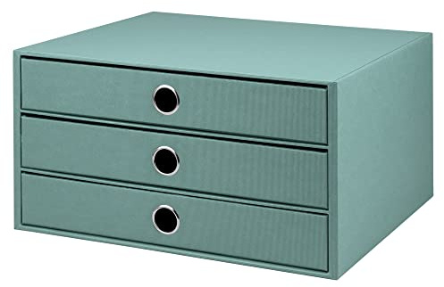 Rössler SOHO 3 lådor A4 av papper | Kontorsorganisatör skrivbord | Lådor organisatör kontorstillbehör och kontorsmaterial | skrivbordsorganisatör låda | 34 x 25 x 19 cm | 1 styck | färg: grön | opal