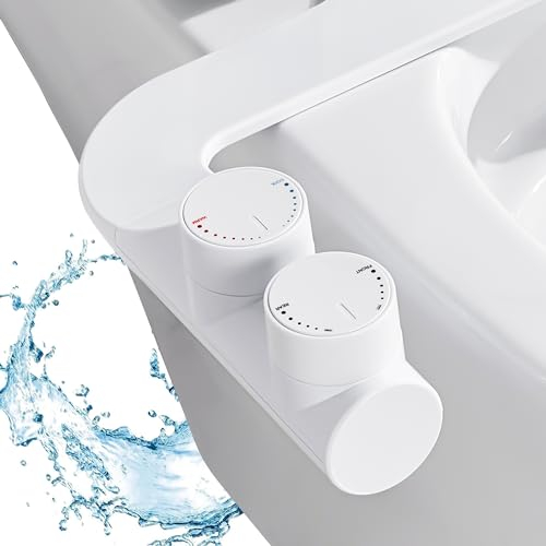 Tixlafe Accesorio para bidet, accesorio para bidé de agua caliente y fría con doble boquilla autolimpiante retráctil, limpieza delantera y trasera