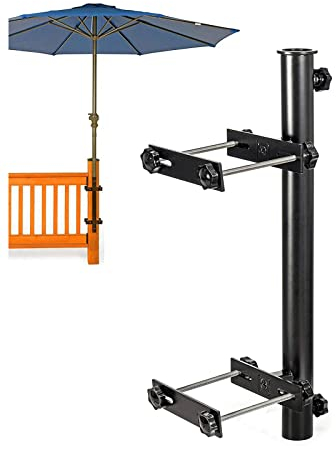 TUDERE Universal Sonnenschirmhalter Balkongeländer bis Ø 40mm Schirmstöcke Schirmständer auf Balkon Balkonschirmhalter für Balkongeländer
