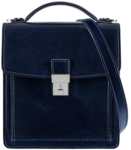 Time Resistance Leder Aktentasche - Leder Tasche Handgefertigt in Italien - Arbeitstasche mit Schultergurt - Kleine Businesstasche - Umhängetasche