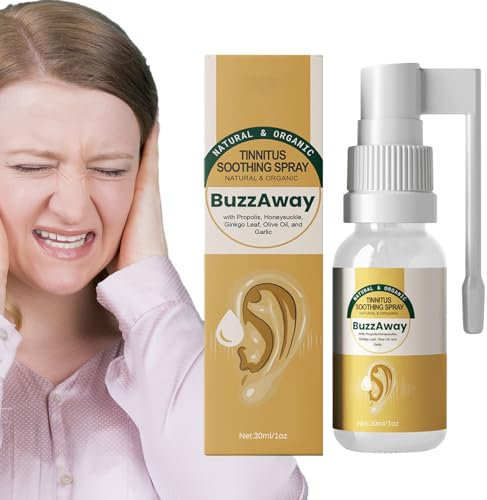 Soulagement des acouphènes auriculaires, Spray anti-acouphènes 30 ml, Spray de soin nettoyant pour cérumen et dispositif de soulagement des acouphènes pour les bourdonnements d'oreilles pour Tioheam
