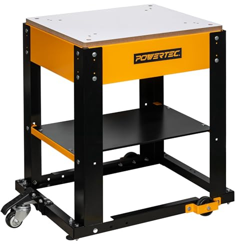 POWERTEC UT1008V Hobelständer mit Rollen, 58,4 x 50,6 x 74,9 cm, Melamin, MDF-Tischplatte, Mehrzweck-Aufbewahrung, Mobile Basis für Holzbearbeitung