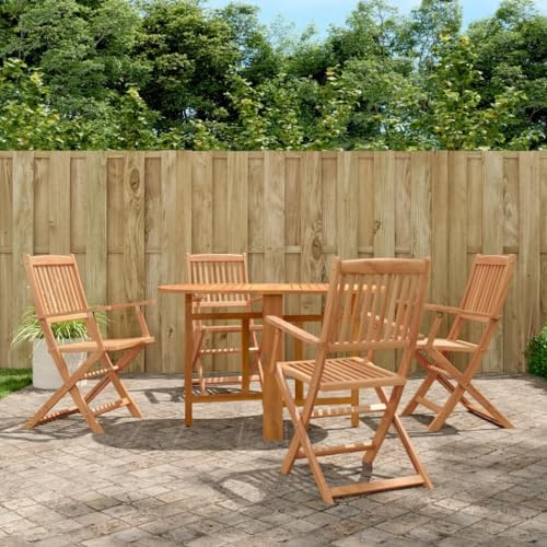 QZZCED Juego de muebles de balcón para jardín, muebles de jardín, muebles de terraza, 5 piezas, plegable, madera maciza de acacia, para jardines, terrazas, balcones