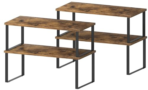 CADUKE 4er Set Küchen Organizer, erweiterbar Gewürzregal mit Metallrahmen, Küchenregal Gewürz Organizer für Küche, Speisekammer, Bad