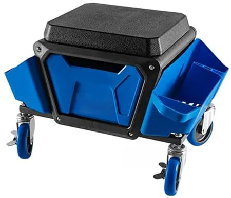 WNGJZZYC Werkstatthocker mit 150kg Tragkraft, Werkstatthocker mit Rollen, Werkstatt Hocker mit Weicher Gummipolsterung für Autoreparatur und Autopflege zu Hause, Blau