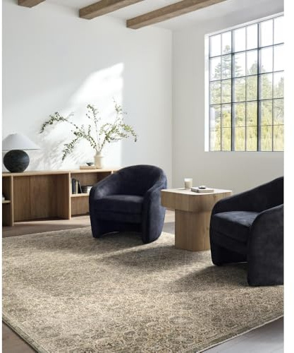 Livabliss x Galey Alix Vintage Rug - Area Rugs for Living Room 160x230 cm, Bedroom - Scandi Neutral Rugs, Traditional Patterned Boho Style, Natural Easy Care Pile - Large Rug, Olive, Mustard, Brown