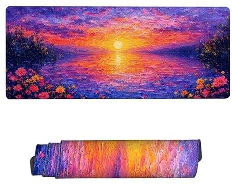 Large Mouse Mat 1200x600x3mm,Mouse Pad Purple Desk Mat,Gaming Mouse Pad Lake Mouse Pads,Non Slip Desk Mat,Keyboard Mat with Water Resist Surface,Improved Precision and Speed,Desk Accessories RS-110